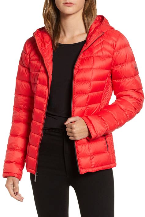 red michael kors packable down puffer coat|michael kors puffer jacket packable.